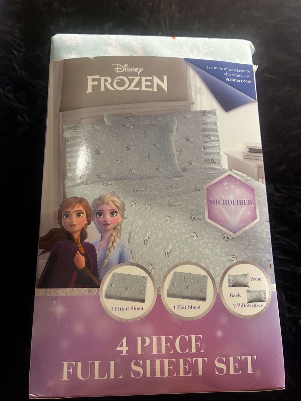 Disney Frozen Microfiber 4-Piece Sheet Set - Light Blue with Purple Accents
